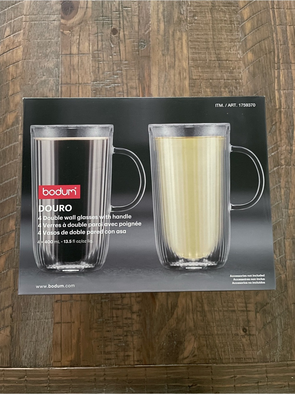 Bodum Douro Four-Piece Double Wall Glasses Set - Black Box